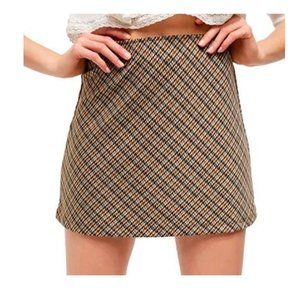 Free People Brown Plaid Mini Skirt